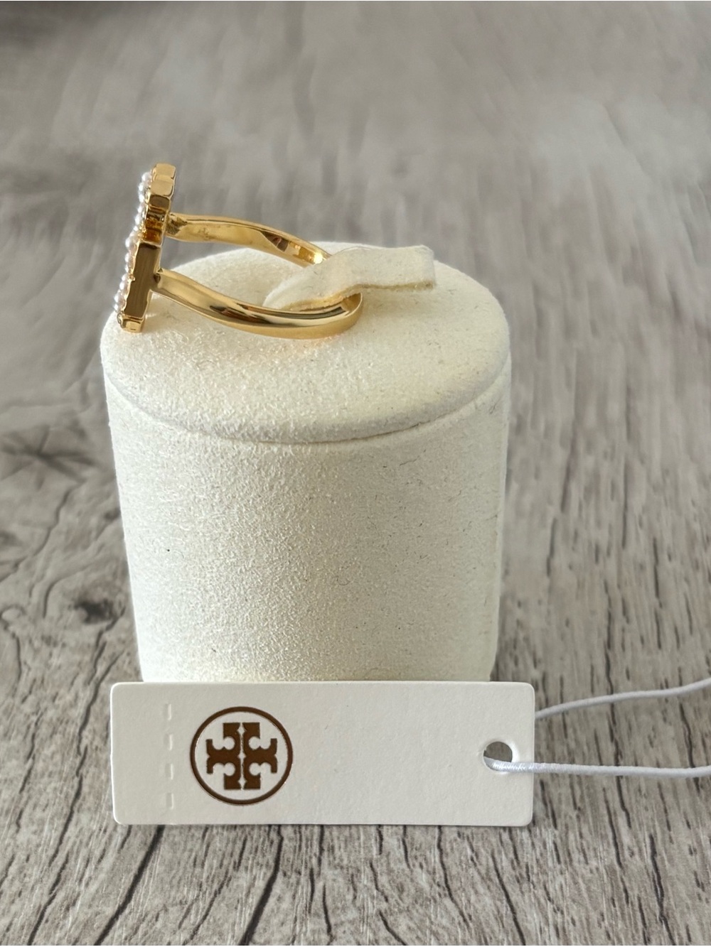 Tory Burch Gold Pearl Logo Ring - Picture 2 of 4